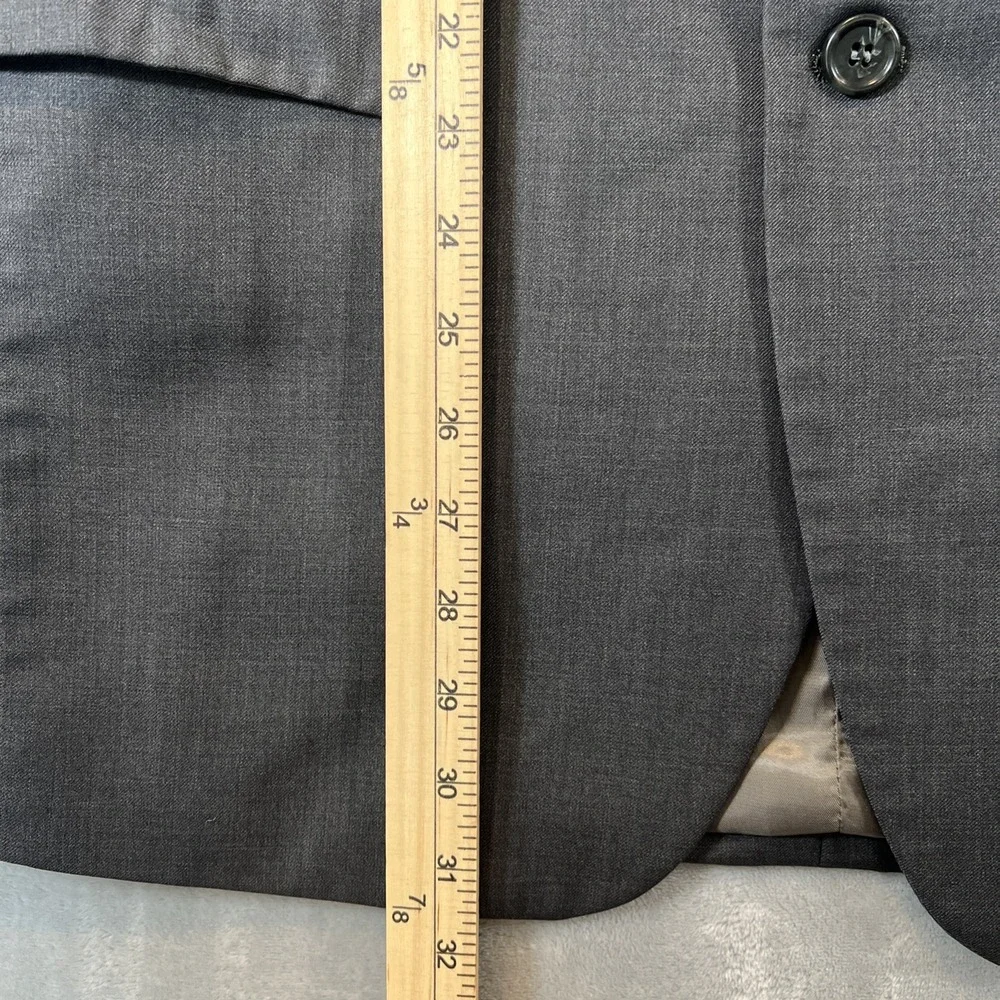 Joseph Abboud Suit Jacket Gray Wool Blazer Mens Size 40L Classic *missing button